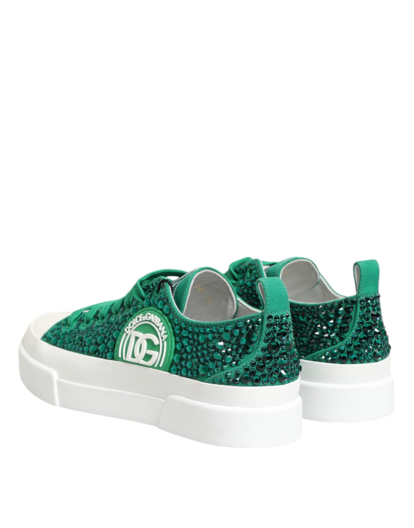 Dolce &amp; Gabbana Grüne Portofino Kristall DG Logo Sneakers Schuhe
