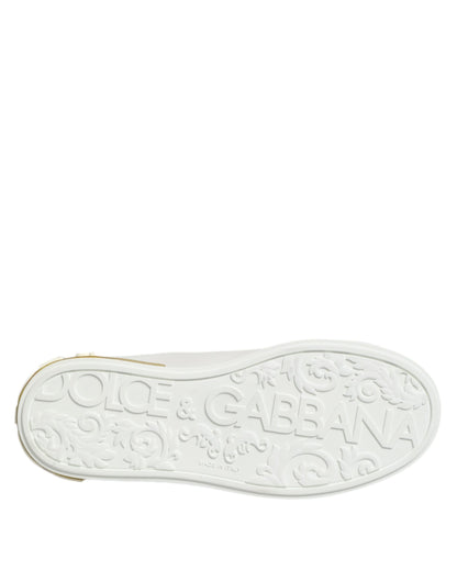 Dolce &amp; Gabbana Weiß Gelb Leder Low Top Sneakers Schuhe