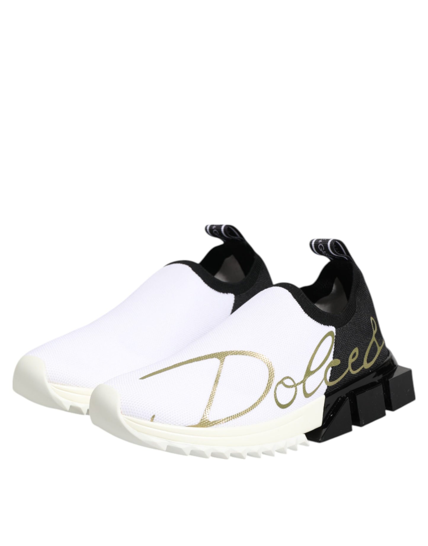 Dolce &amp; Gabbana Weiß Schwarz Low Top Sorrento Sneakers Schuhe