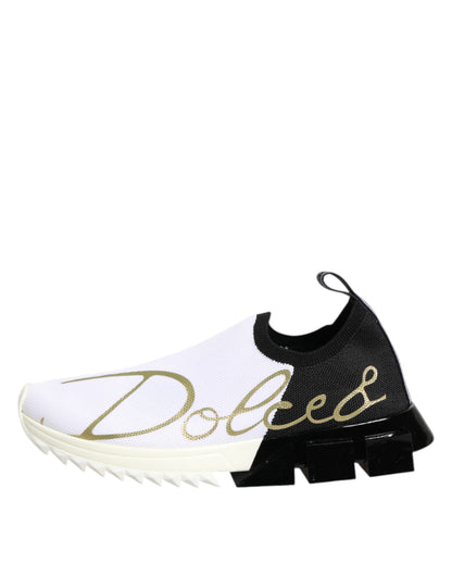 Dolce &amp; Gabbana Weiß Schwarz Low Top Sorrento Sneakers Schuhe