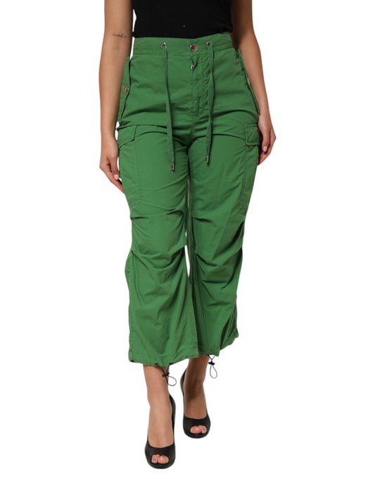 Dolce &amp; Gabbana – Grüne Cargohose aus Baumwolle mit hoher Taille