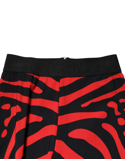 Dolce &amp; Gabbana – Leggings mit Logo-Taille aus Nylon in Schwarz und Rot