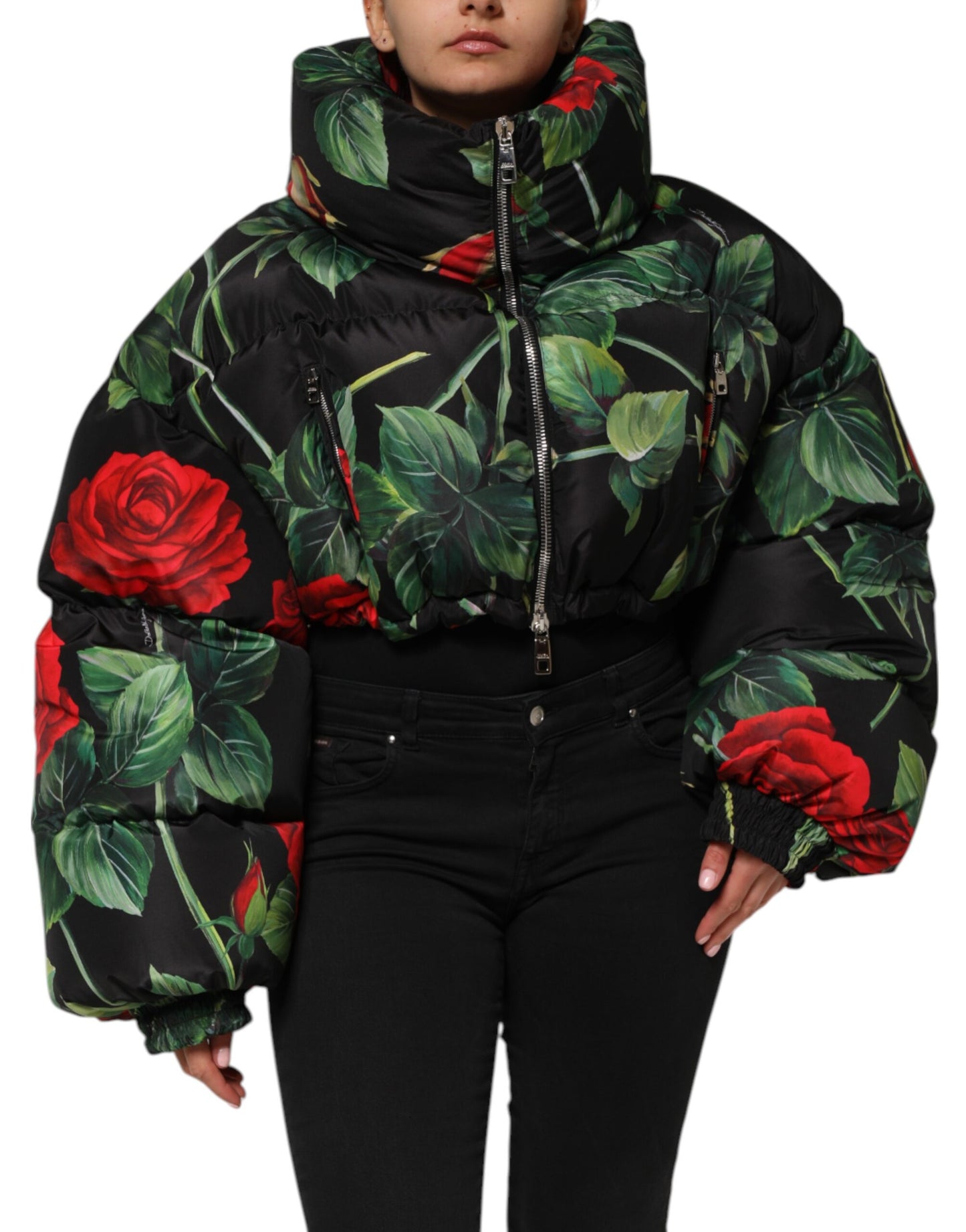 Dolce &amp; Gabbana Multicolor Floral Puffer Coat Full Zip Jacket