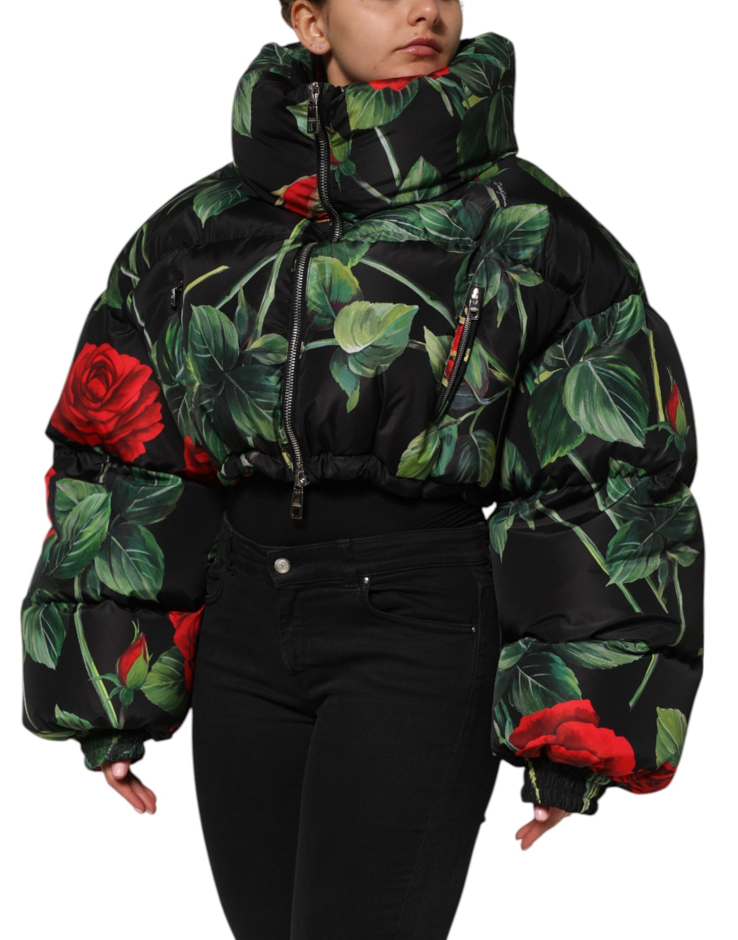 Dolce &amp; Gabbana Multicolor Floral Puffer Coat Full Zip Jacket