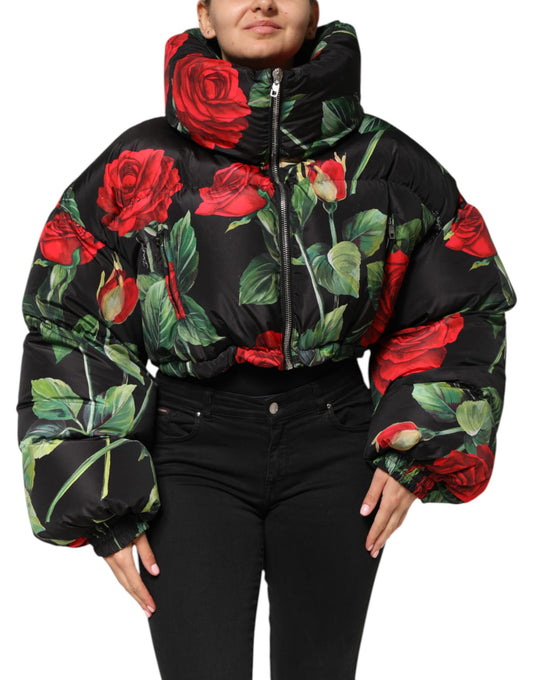 Dolce &amp; Gabbana – Puffermantel mit mehrfarbigem Blumenmuster und durchgehendem Reißverschluss