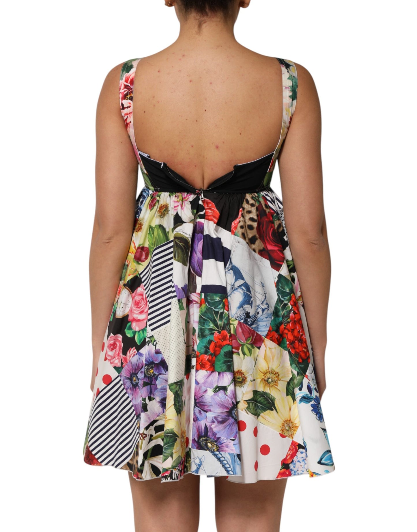 Dolce &amp; Gabbana Mehrfarbiges Patchwork-Minikleid aus Baumwolle im Aline-Stil