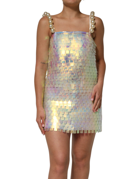 Dolce &amp; Gabbana – Minikleid mit holografischen Pailletten in mehreren Farben