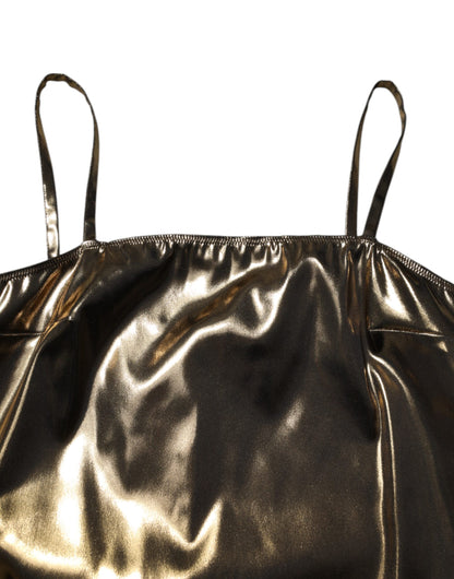 Dolce &amp; Gabbana – Ärmelloses Minikleid in A-Linie in Metallic-Gold