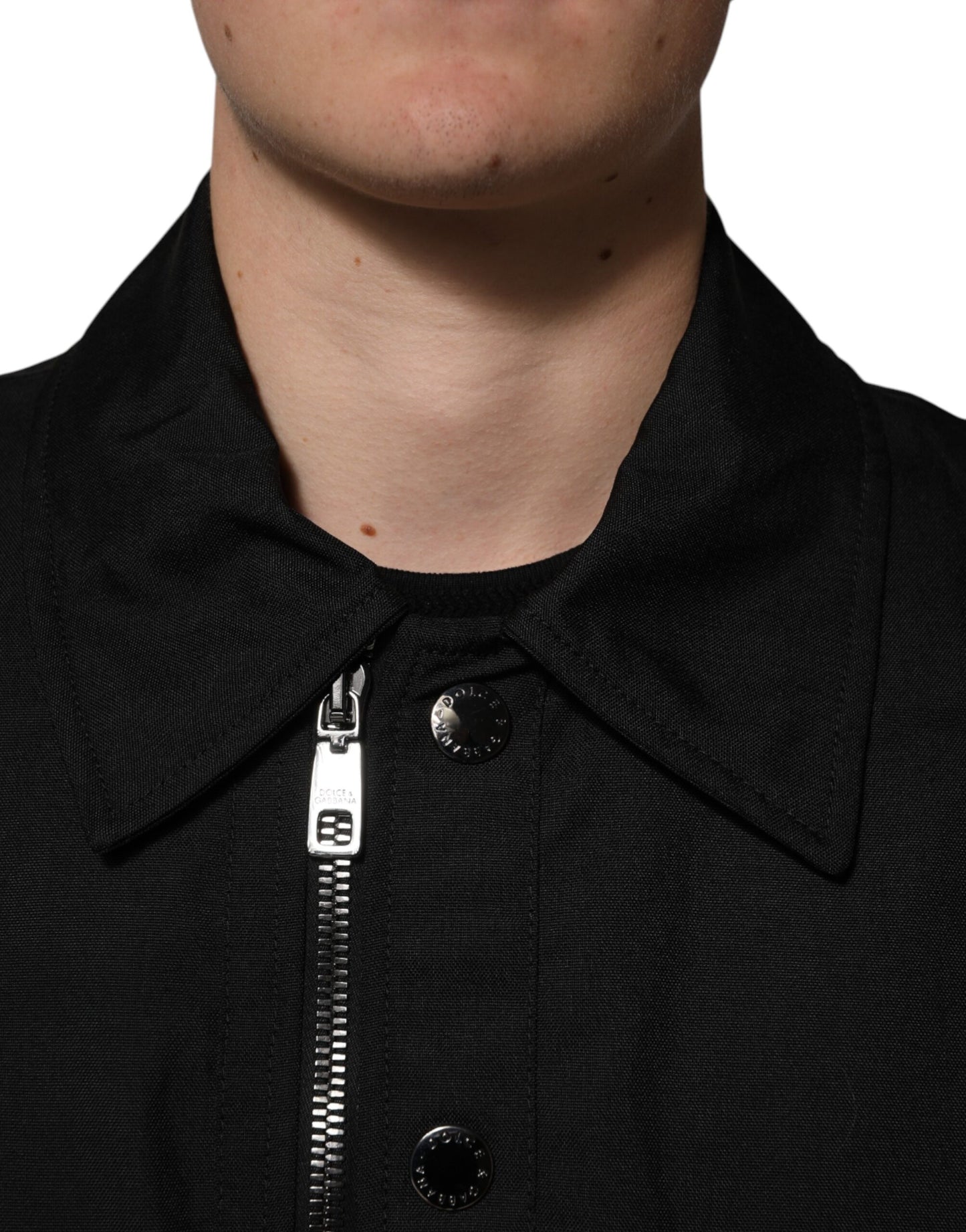 Dolce &amp; Gabbana Black Patch Pocket Full Zip Bomber Jacket