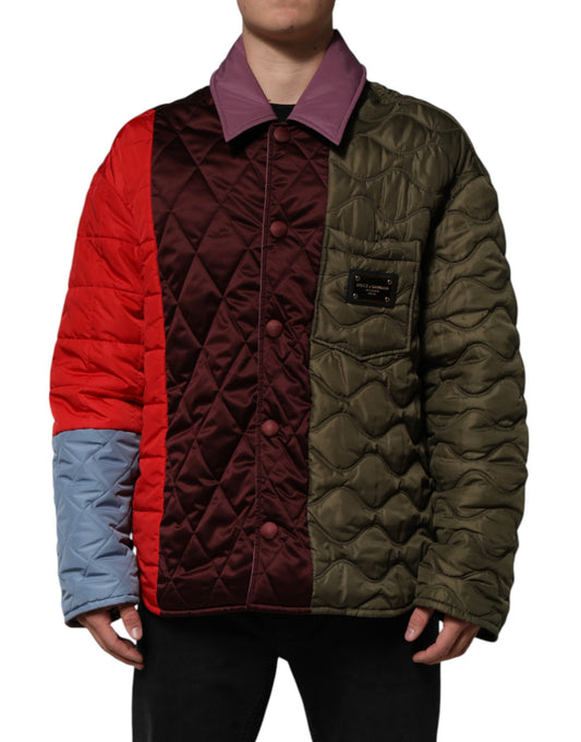 Dolce &amp; Gabbana Mehrfarbige Patchwork-Steppjacke aus Polyester