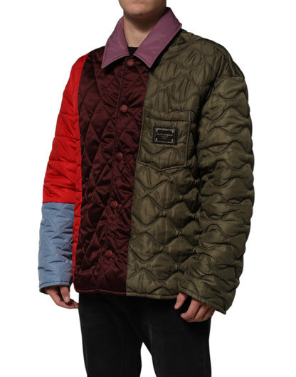 Dolce &amp; Gabbana Mehrfarbige Patchwork-Steppjacke aus Polyester