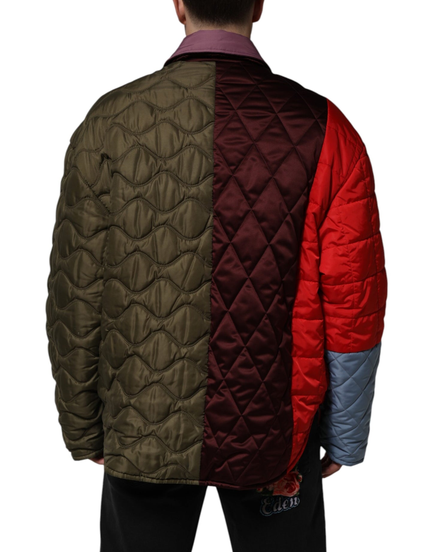 Dolce &amp; Gabbana Mehrfarbige Patchwork-Steppjacke aus Polyester