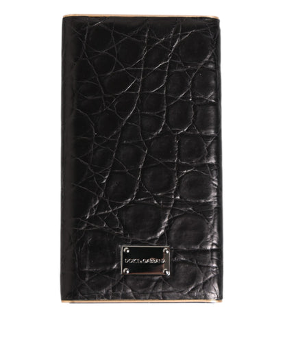Dolce &amp; Gabbana Schwarzes Leder Exotic Skin 3000mAh Power Bank Ladegerät USB