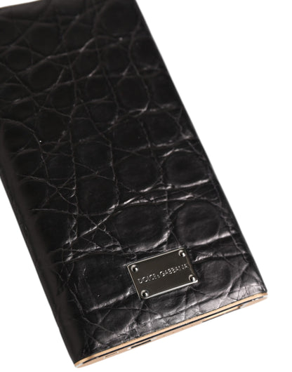 Dolce &amp; Gabbana Schwarzes Leder Exotic Skin 3000mAh Power Bank Ladegerät USB