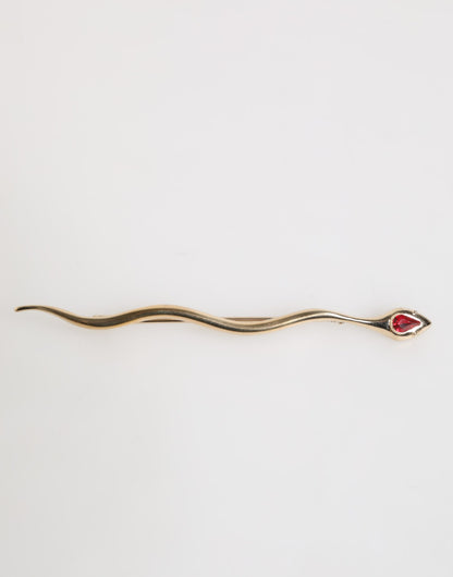 Dolce &amp; Gabbana Gold Messing Rot Kristall Spilla Serpente Herren Brosche Pin