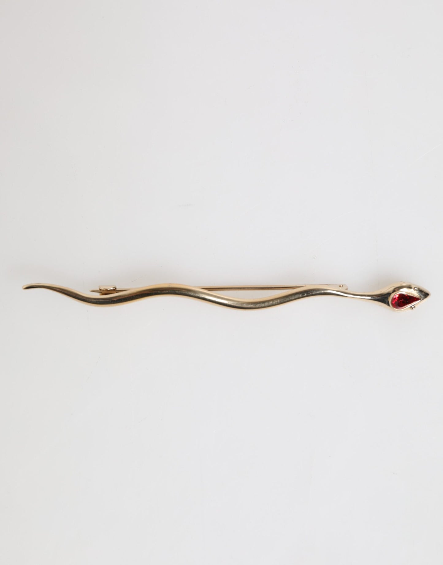 Dolce &amp; Gabbana Gold Messing Rot Kristall Spilla Serpente Herren Brosche Pin