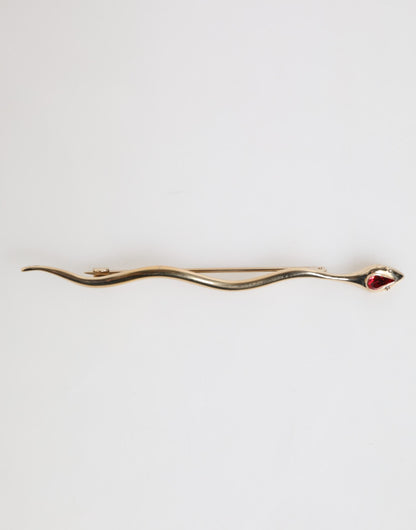 Dolce &amp; Gabbana Gold Messing Rot Kristall Spilla Serpente Herren Brosche Pin