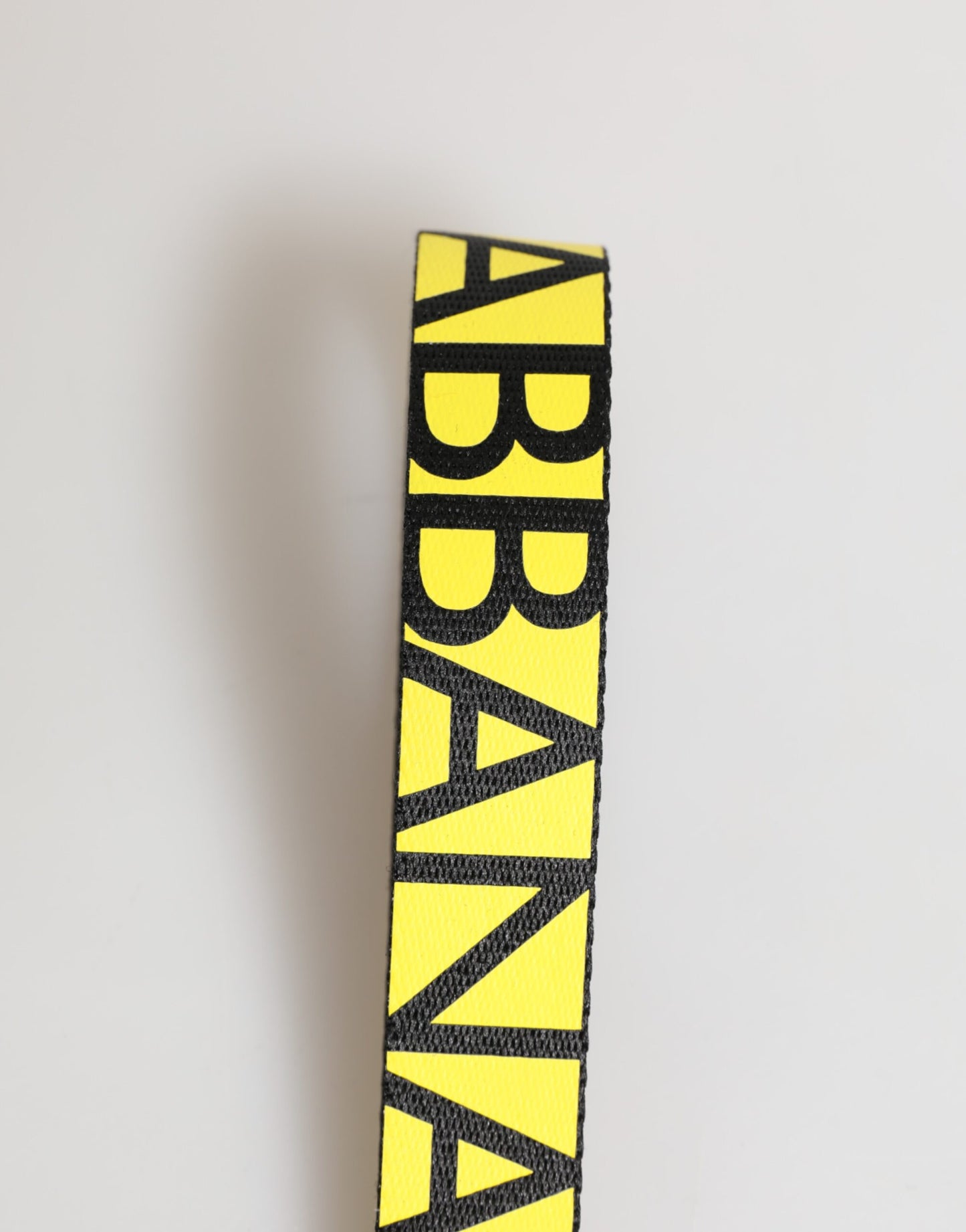 Dolce &amp; Gabbana Gelbes Logo Nylon Silber Messing Halter Schlüsselanhänger Schlüsselring