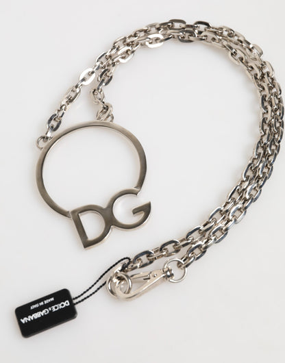 Dolce &amp; Gabbana Silberfarbene Messingkette mit DG-Logo-Anhänger für Herren