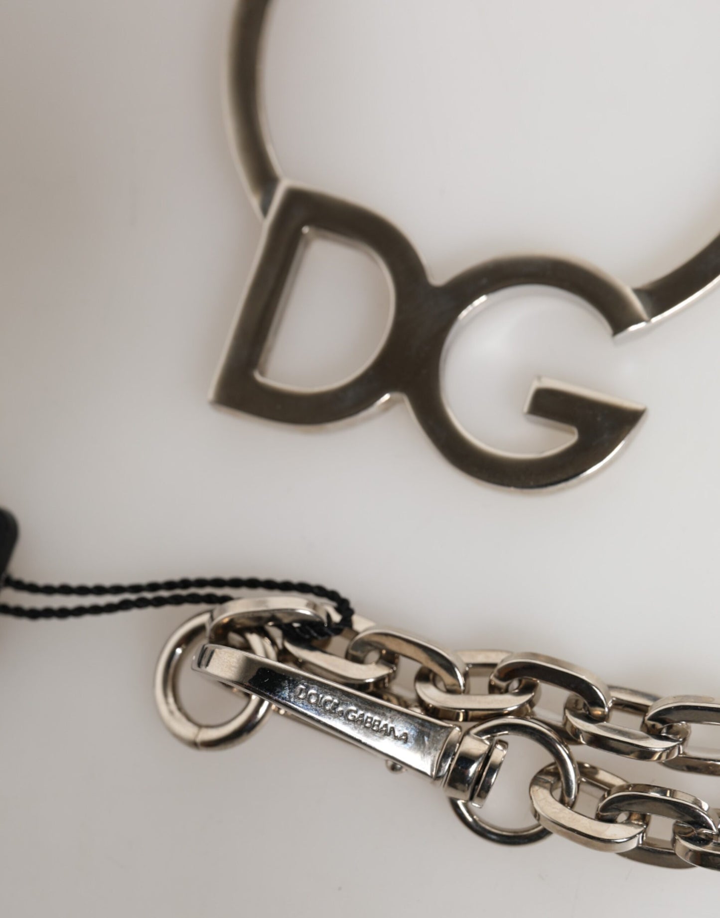 Dolce &amp; Gabbana Silberfarbene Messingkette mit DG-Logo-Anhänger für Herren