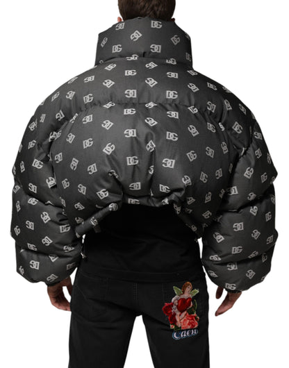 Dolce &amp; Gabbana Black DG Monogram Full Zip Puffer Men Jacket