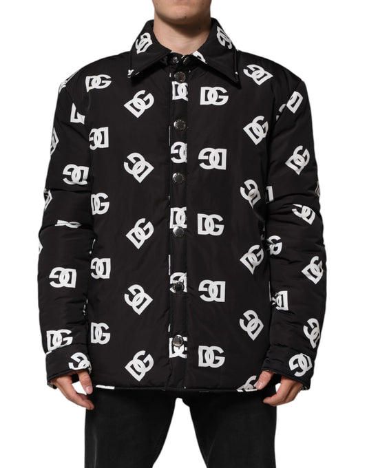 Dolce &amp; Gabbana – Schwarze Windjacke aus Nylon mit DG-Monogramm