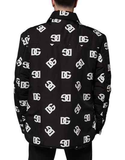 Dolce &amp; Gabbana – Schwarze Windjacke aus Nylon mit DG-Monogramm