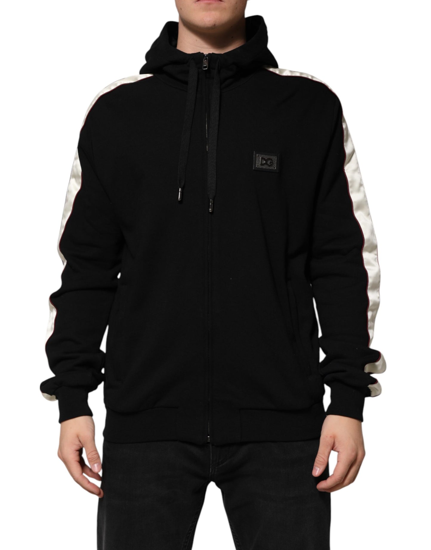 Dolce &amp; Gabbana – Schwarzer Cardigan-Pullover mit Baumwollplakette