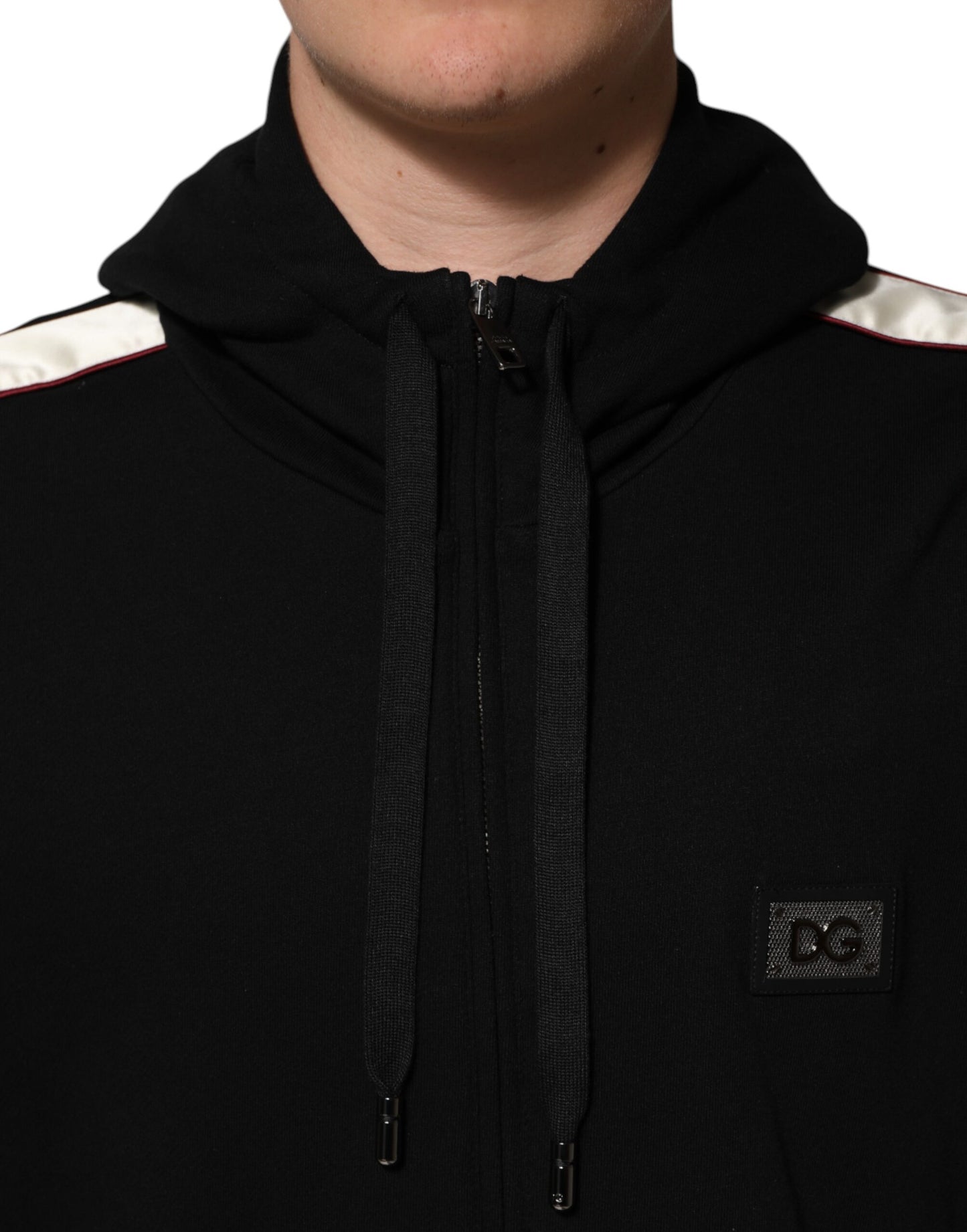 Dolce &amp; Gabbana – Schwarzer Cardigan-Pullover mit Baumwollplakette