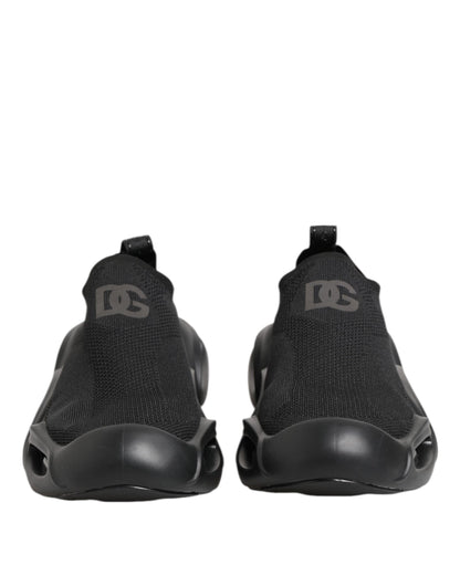 Dolce &amp; Gabbana – Schwarze Slip-On-Wave-Low-Top-Sneaker für Herren