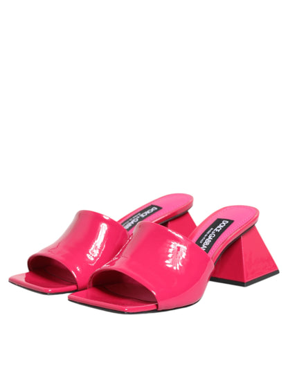 Dolce &amp; Gabbana – Rosa Pantoletten mit offener Zehenpartie und Blockabsatz, Sandalen