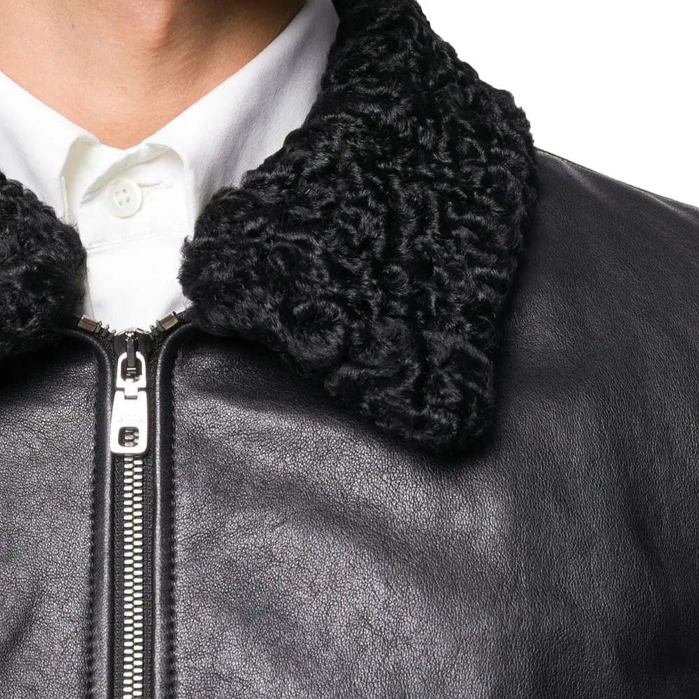 Dolce &amp; Gabbana Schwarze Lammfelljacke