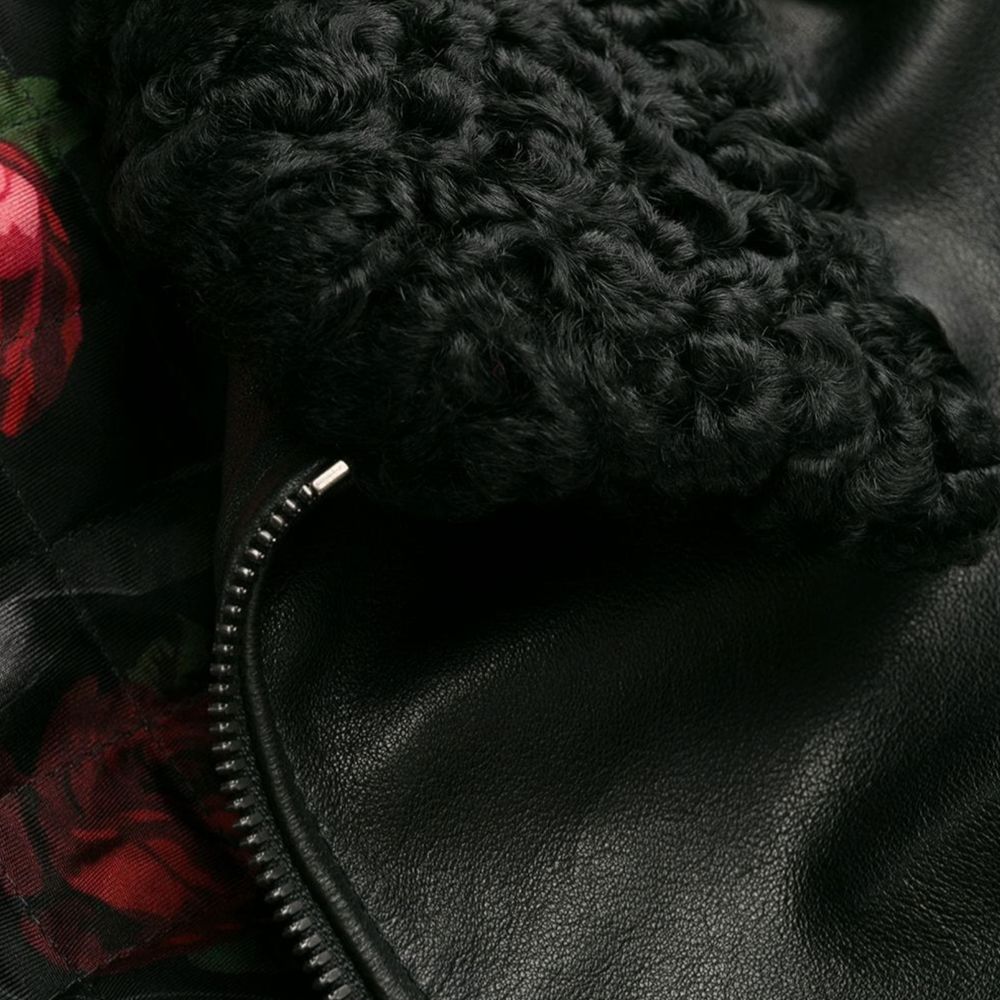 Dolce &amp; Gabbana Schwarze Lammfelljacke