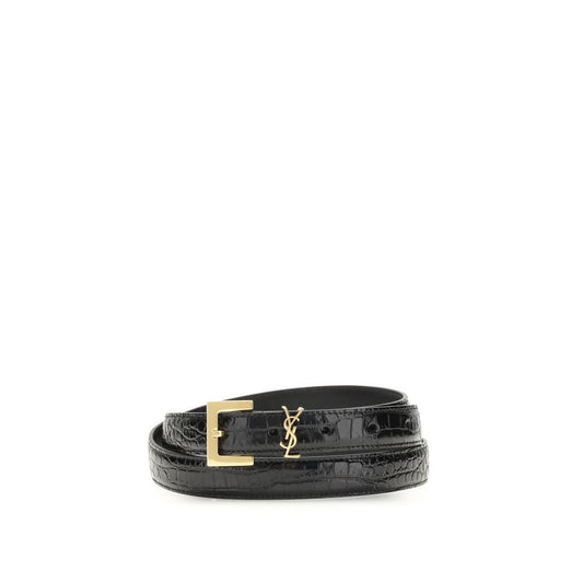 Saint Laurent Cassandre-Gürtel mit Krokodileffekt