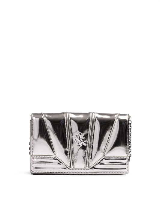 Ferrari Metal Silver GT Lackledertasche mit Kette