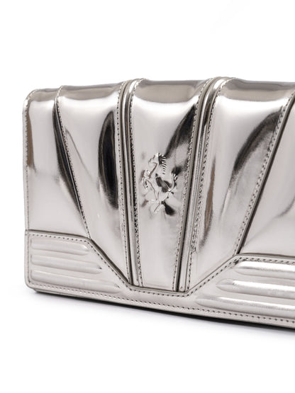Ferrari Metal Silver GT Lackledertasche mit Kette