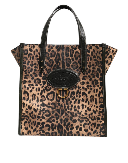 Dolce &amp; Gabbana Multicolor Leopard Shopping Tote Schulter Frauen Borse Tasche
