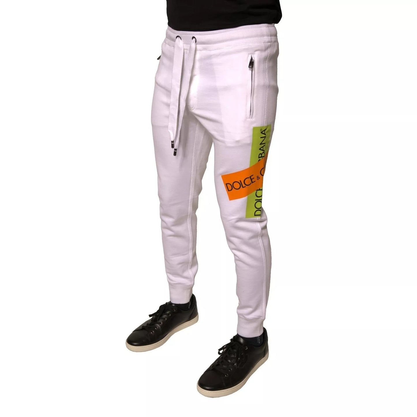 Dolce &amp; Gabbana – Weiße Jogginghose aus Baumwolle mit Logoband