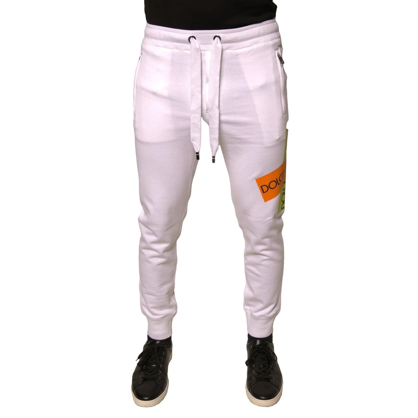 Dolce &amp; Gabbana – Weiße Jogginghose aus Baumwolle mit Logoband