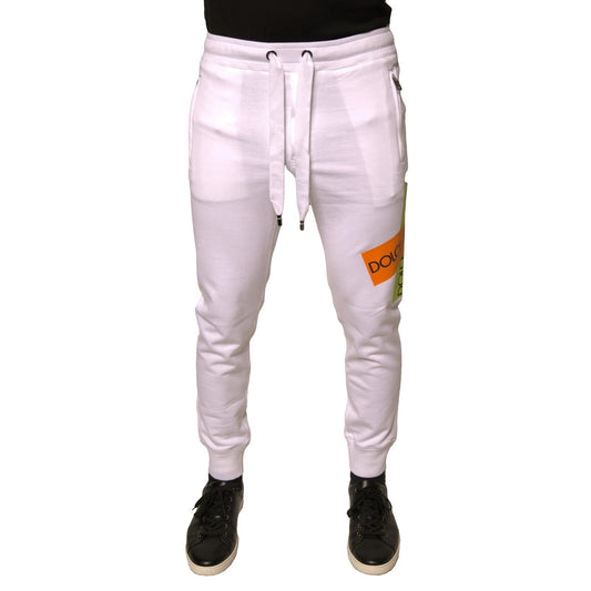 Dolce &amp; Gabbana – Weiße Jogginghose aus Baumwolle mit Logoband
