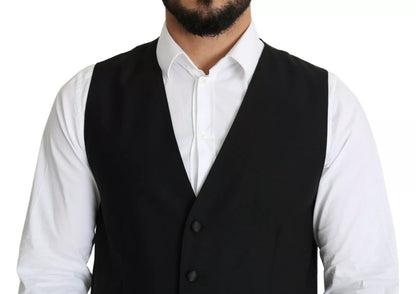Dolce &amp; Gabbana Schwarze Herren-Weste aus Wolle