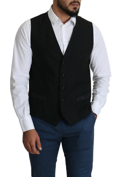 Dolce &amp; Gabbana Schwarze Herren-Weste aus Wolle