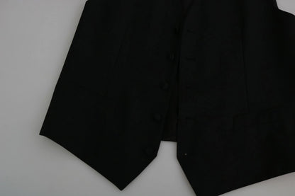 Dolce &amp; Gabbana Schwarze Herren-Weste aus Wolle