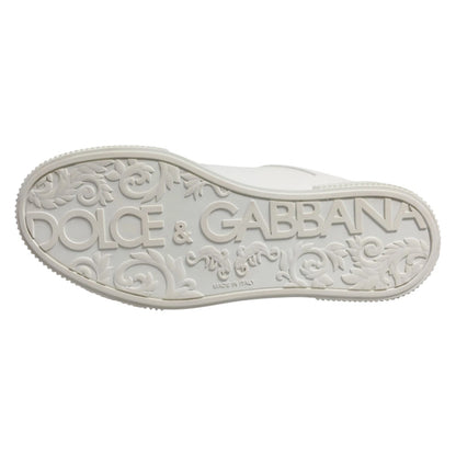 Dolce &amp; Gabbana White Miami Leather Low Top Men Sneakers Shoes