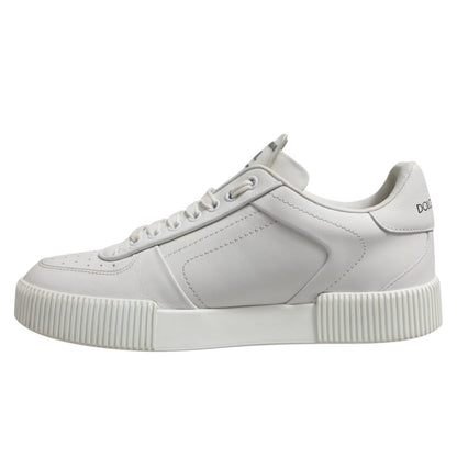 Dolce &amp; Gabbana White Miami Leather Low Top Men Sneakers Shoes
