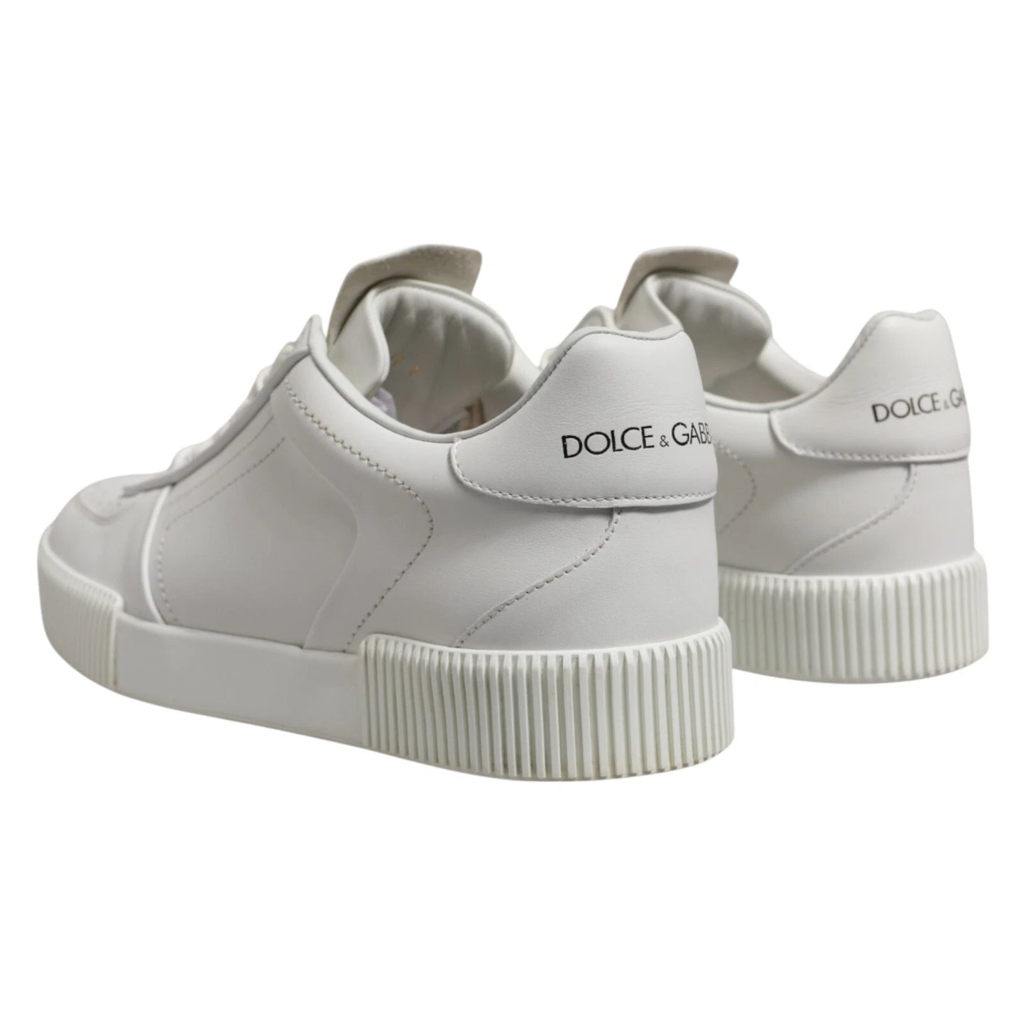 Dolce &amp; Gabbana White Miami Leather Low Top Men Sneakers Shoes