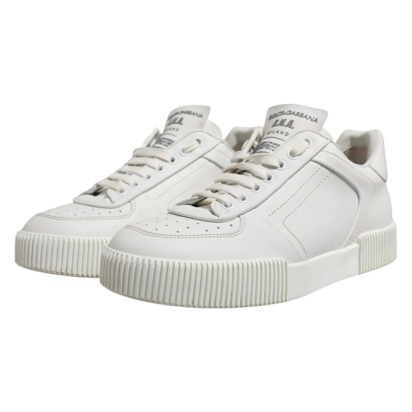 Dolce &amp; Gabbana White Miami Leather Low Top Men Sneakers Shoes