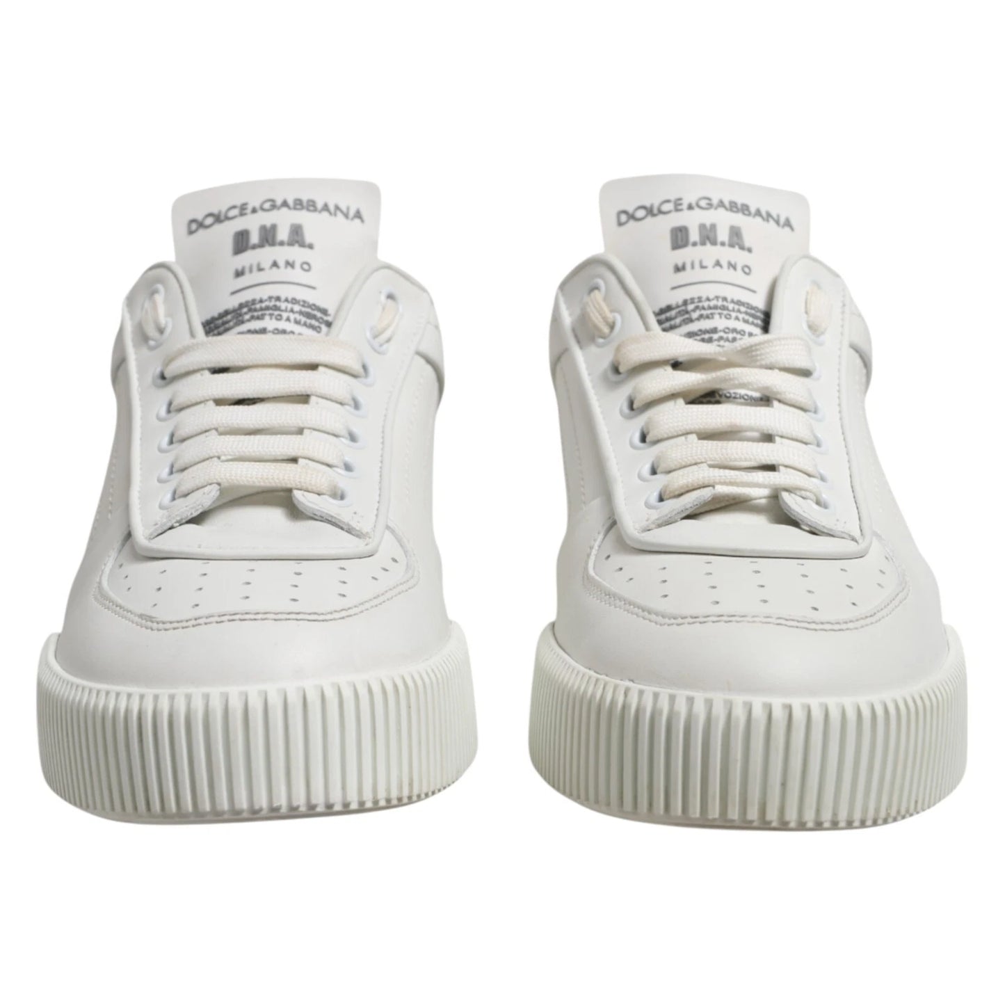 Dolce &amp; Gabbana White Miami Leather Low Top Men Sneakers Shoes
