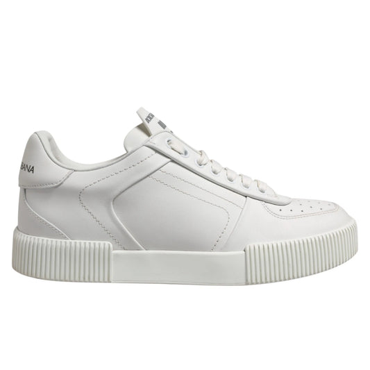 Dolce &amp; Gabbana White Miami Leather Low Top Men Sneakers Shoes