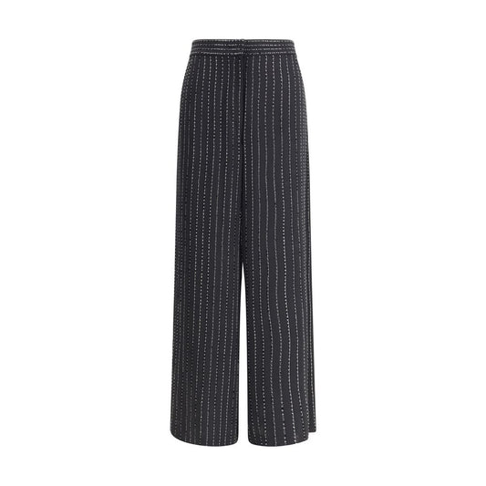 Giorgio Armani Weite Seidenhose mit Strasssteinen